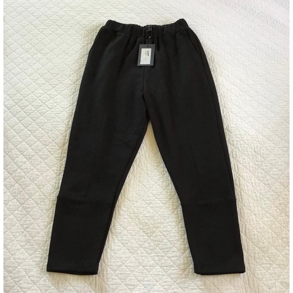 AMMA Black Athleisure Pants Sz 0 Elastic Waist Tapered Seam Detail NEW‎ $228